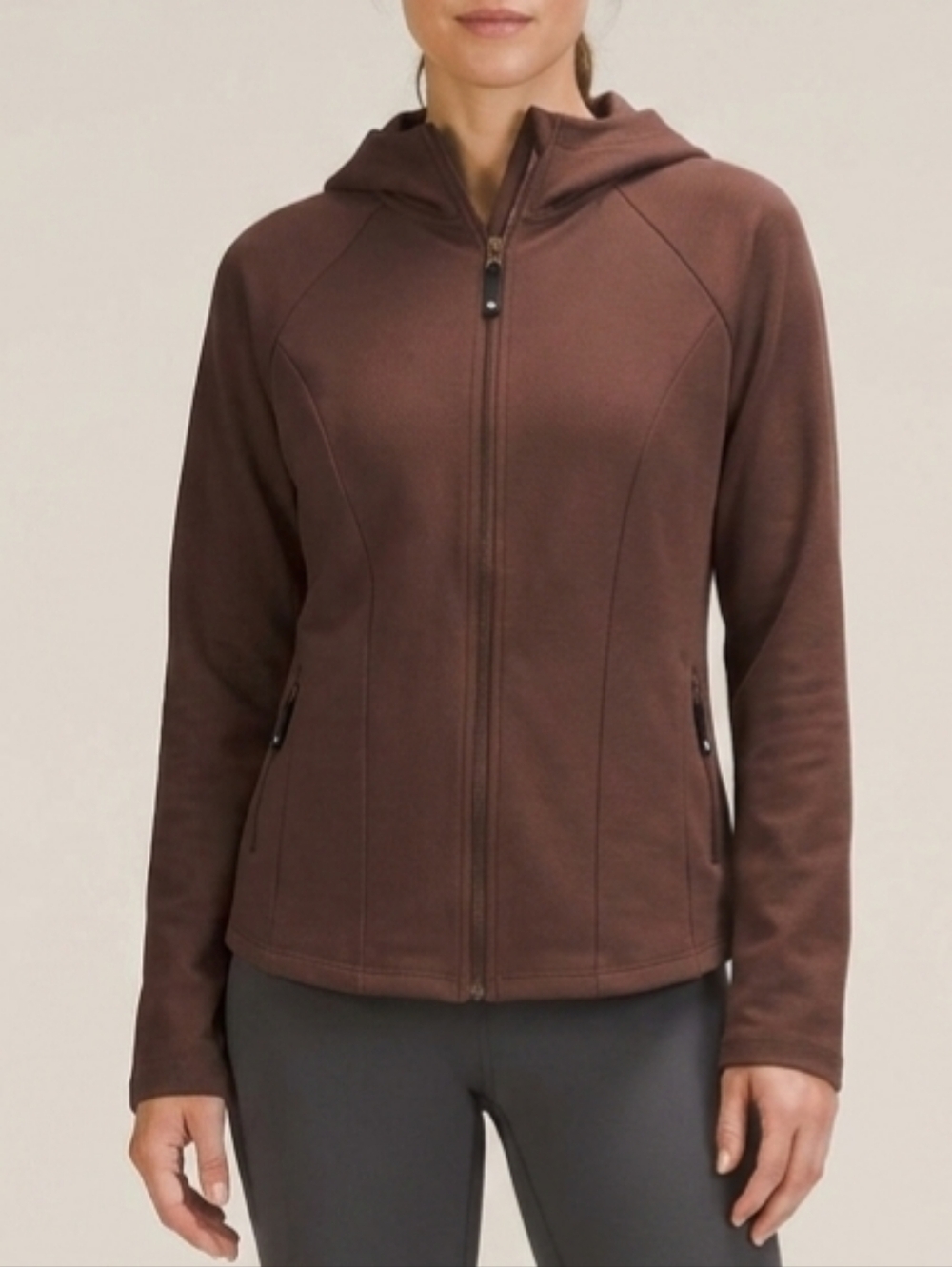 Danskin Women's Full Zip Hoodie Hooded Utility Jacket Brown, Sz L